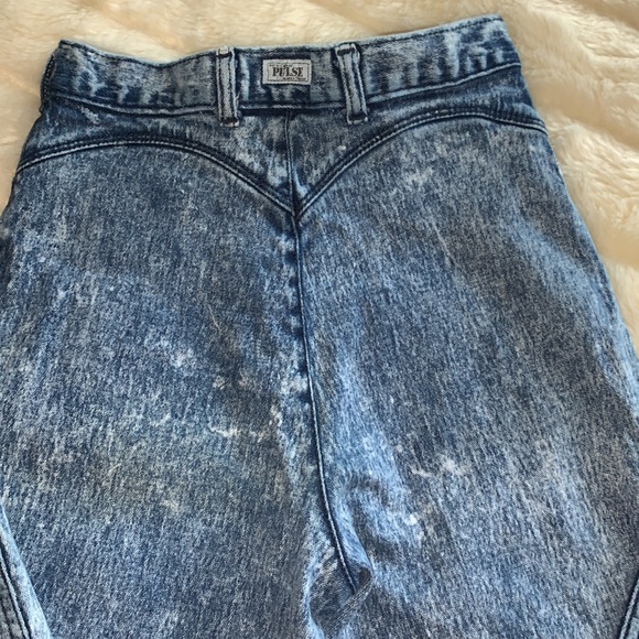 Vtg 80s Pulse acid wash Extreme high waist Skinny Stretch denim Jeans 25 waist - Picture 10 of 11